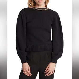 AJE Elle Chain Open Back Knit Jumper in Black Size XS